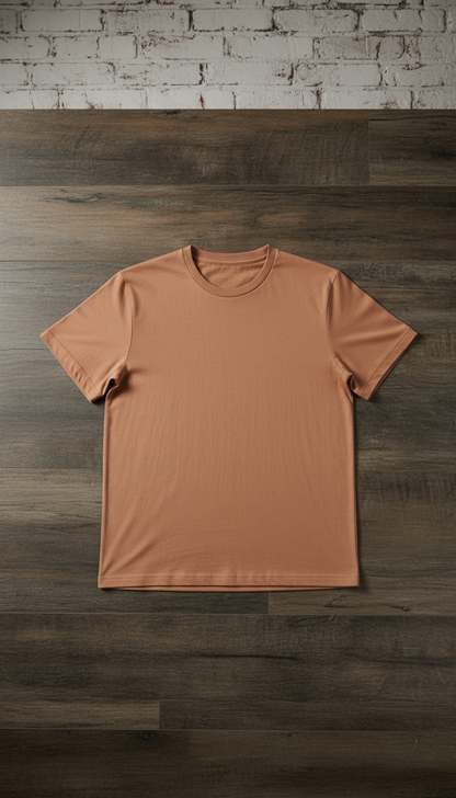 Poly-cotton Blend T-Shirt in Terracotta Tan — view 2