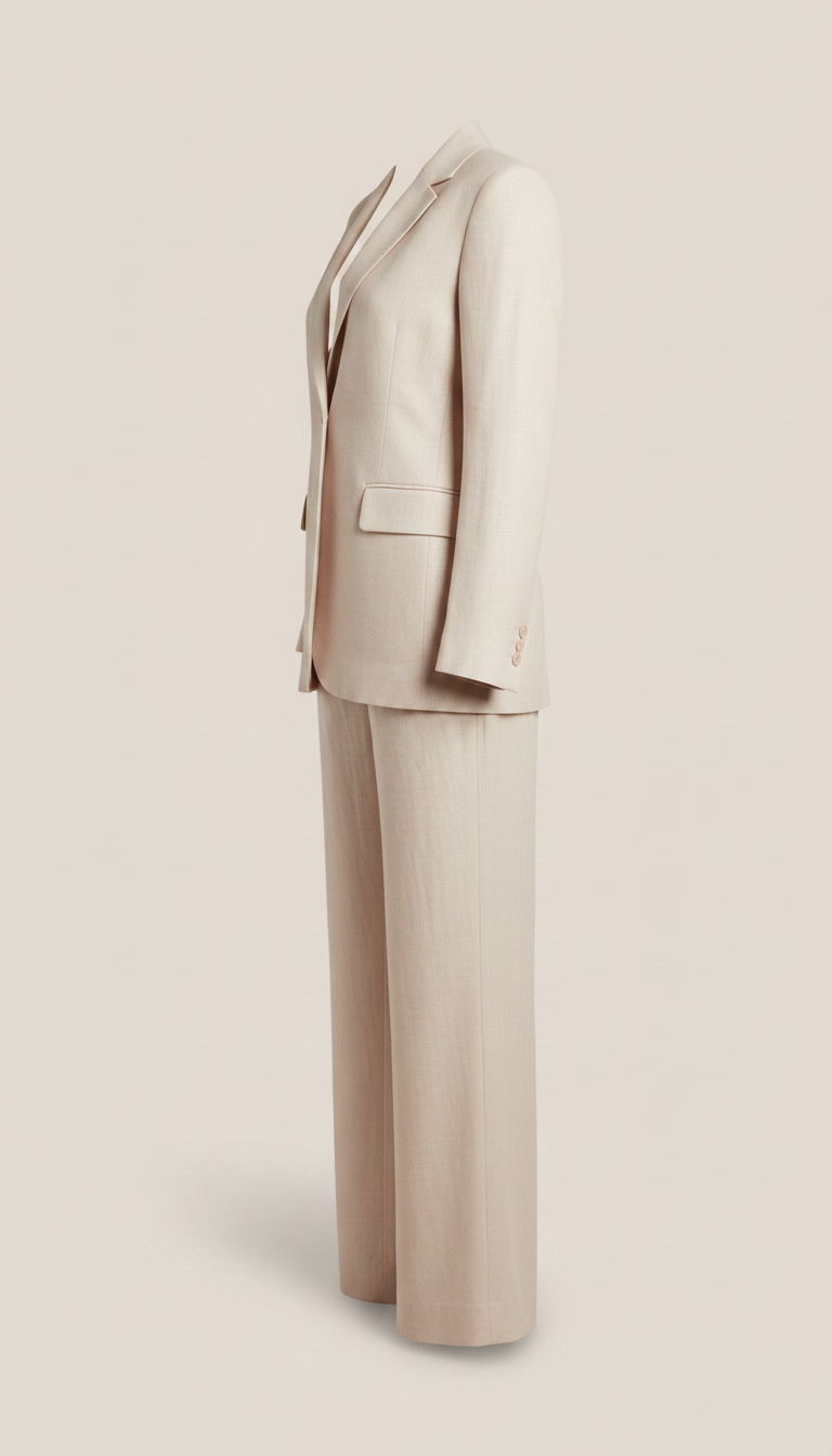 Tailored Linen Co-ord Set in Blush Cream — view 2