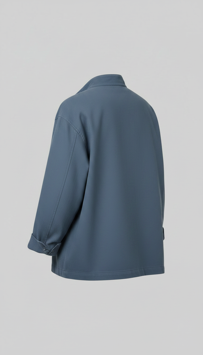 Casual Relaxed Fit Jacket in Slate Blue — view 2