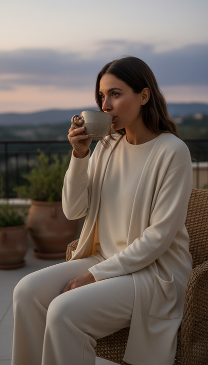 Soft 3-piece Loungewear Set in Ivory — view 3