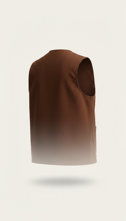 Cotton Vest in Chestnut Brown — view 2