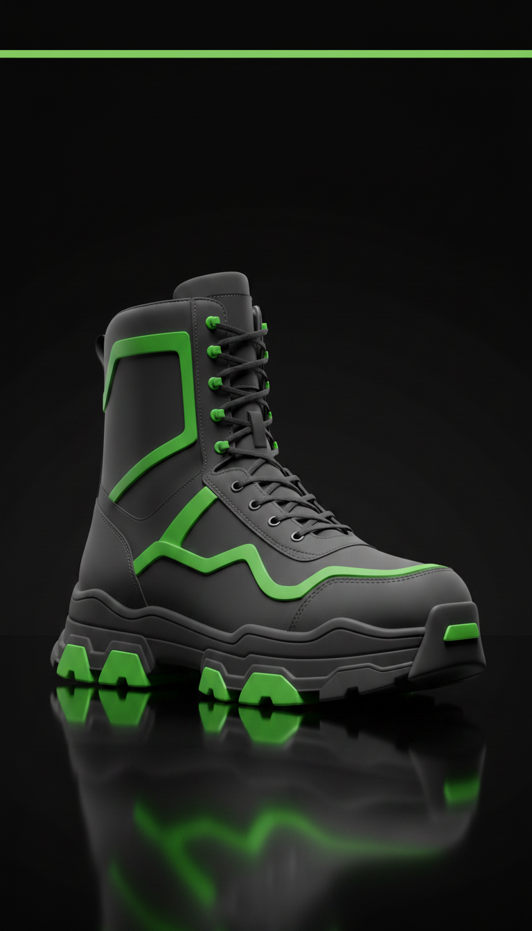 Electric -accented Statement Boots in Green — view 2