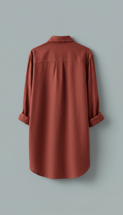 The Warren Linen Shirt in Brick Red — view 2