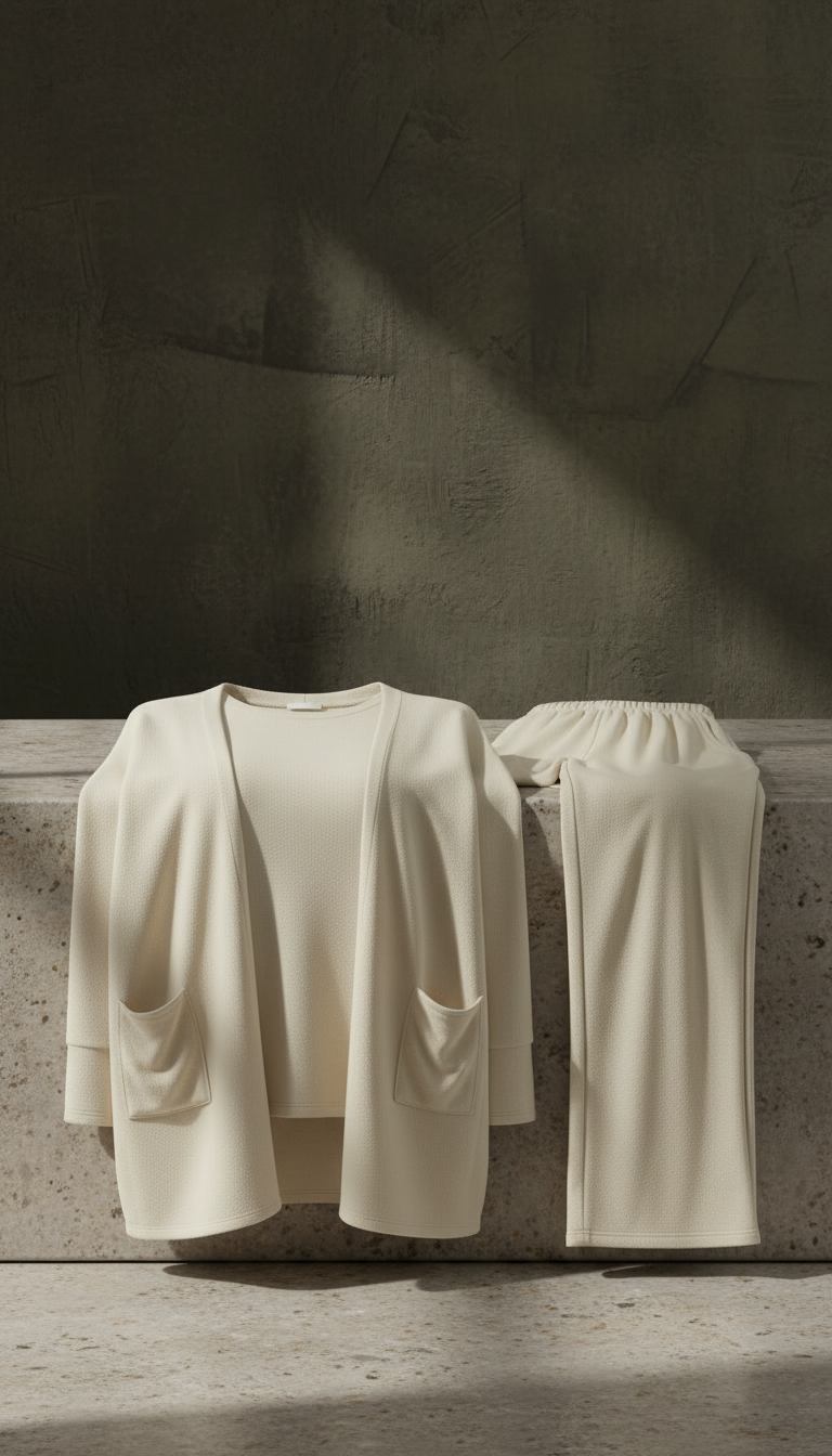 Soft 3-piece Loungewear Set in Ivory — view 2
