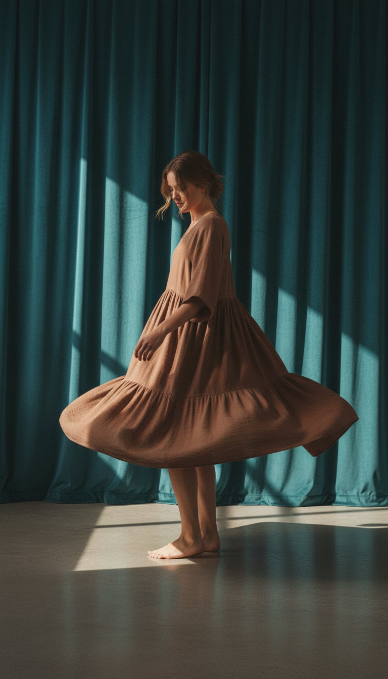 Cotton Dress in Clay — view 2
