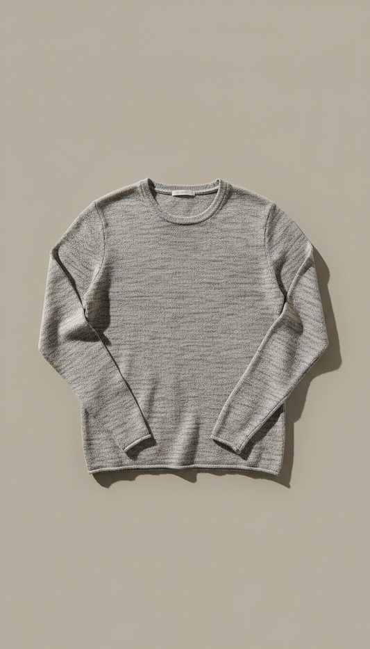Modal Blend Knit Pullover with Drop Shoulder in Denim