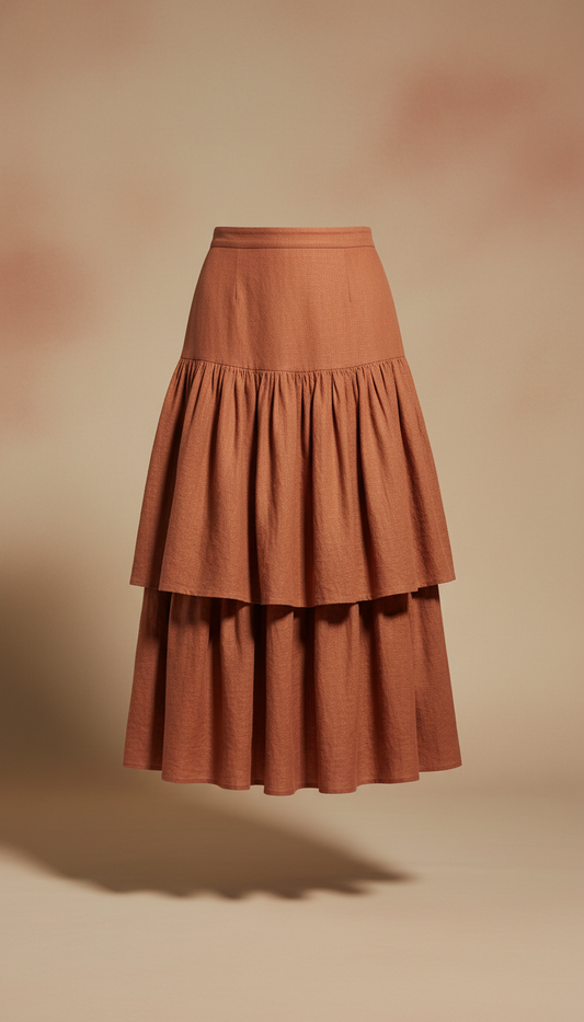 Layered Skirt in Terracotta