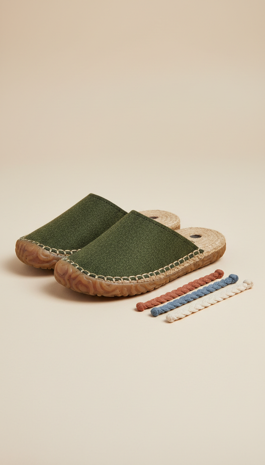 Eco-conscious Slip-resistant Slippers in Dark in Olive Green
