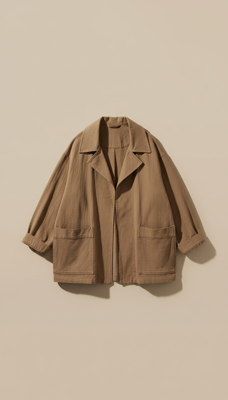 Relaxed-fit Cotton Jacket in Taupe