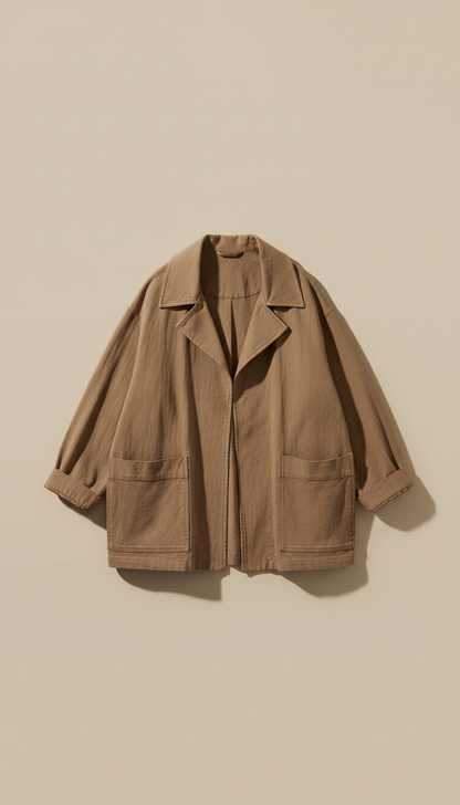 Relaxed-fit Cotton Jacket in Taupe