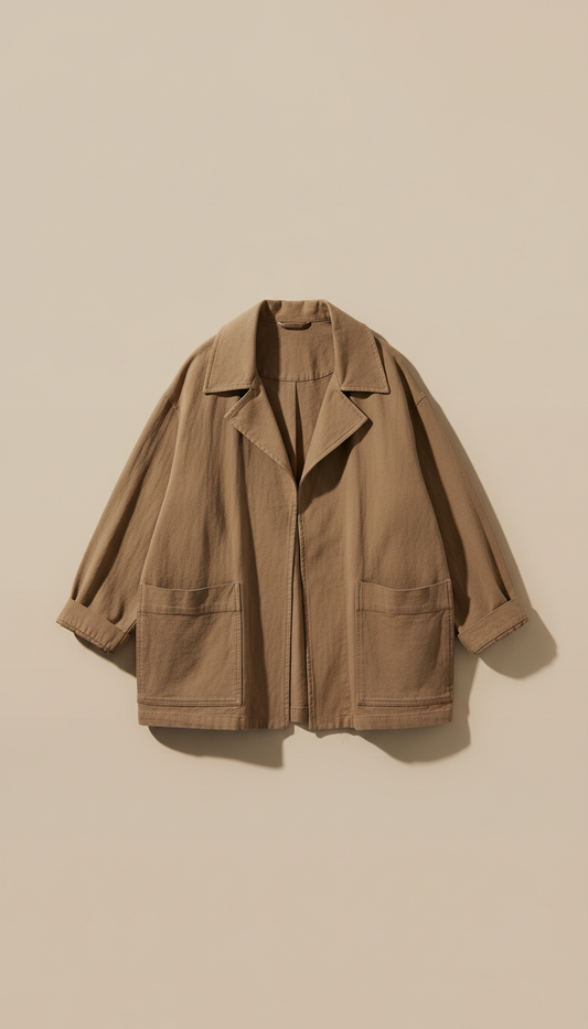 Relaxed-fit Cotton Jacket in Taupe