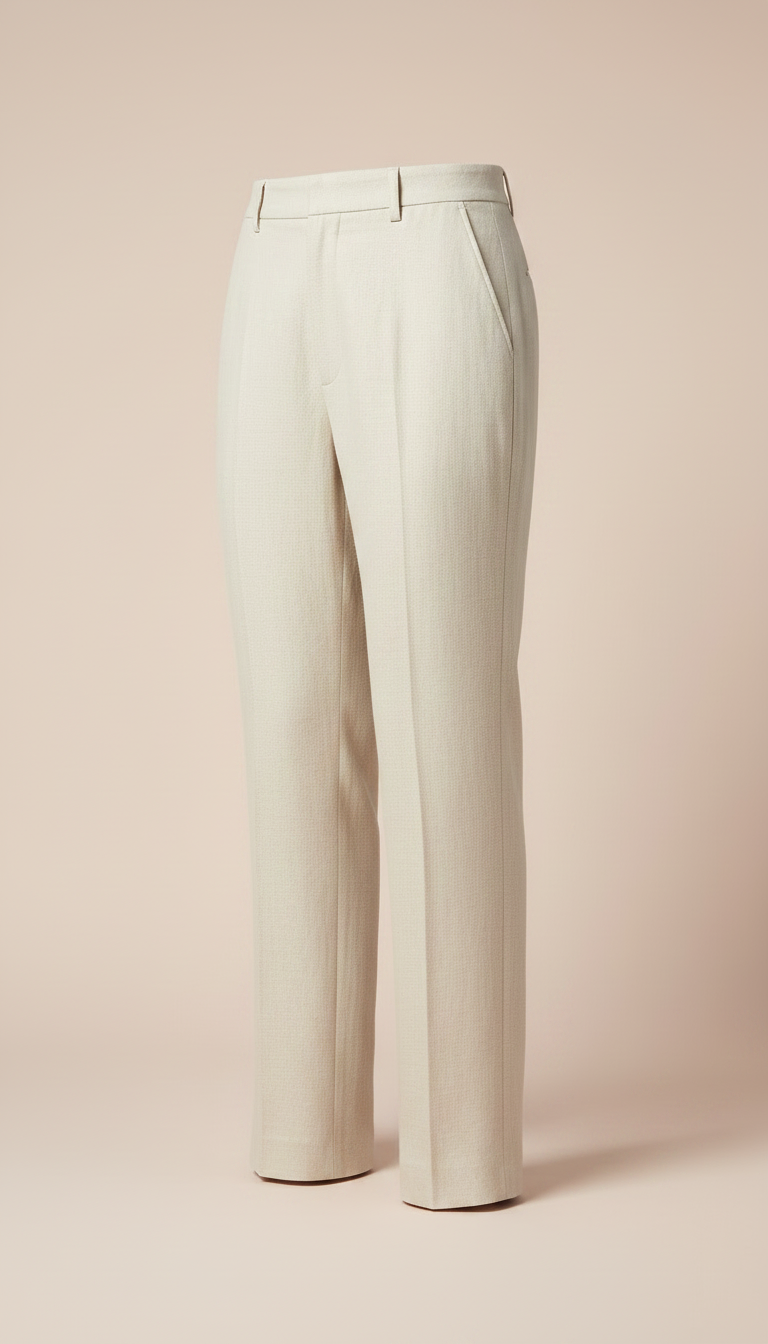 Tailored Linen Trousers in Cream — view 2