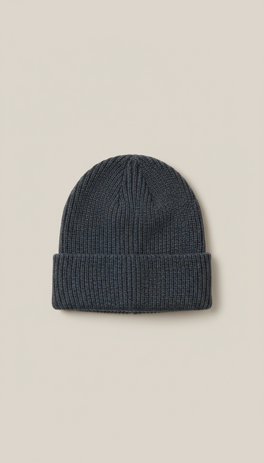 Cotton Blend Beanie in Slate Gray