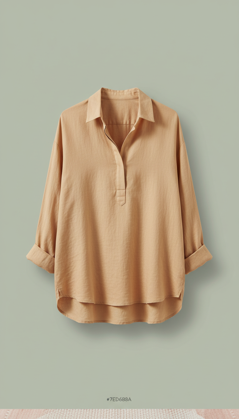 Linen Shirt with Relaxed Fit in Natural