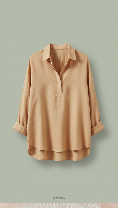 Linen Shirt with Relaxed Fit in Natural