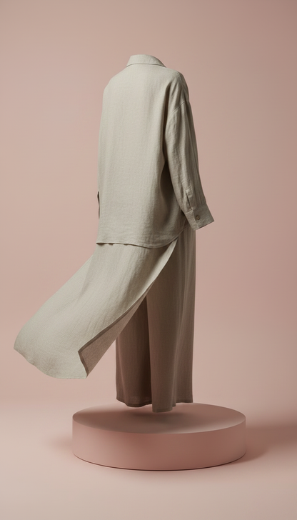 Two-piece Linen Set in Stone — view 2