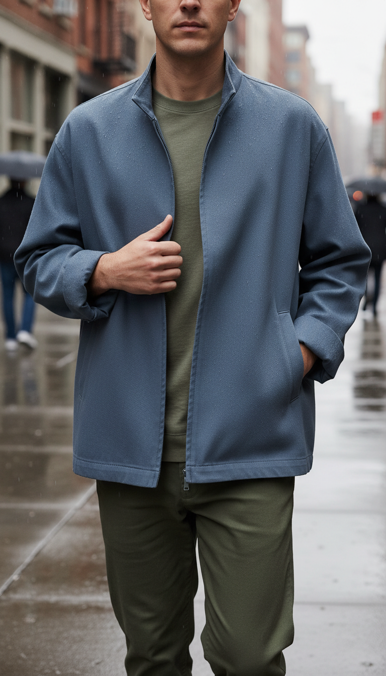 Casual Relaxed Fit Jacket in Slate Blue — view 3