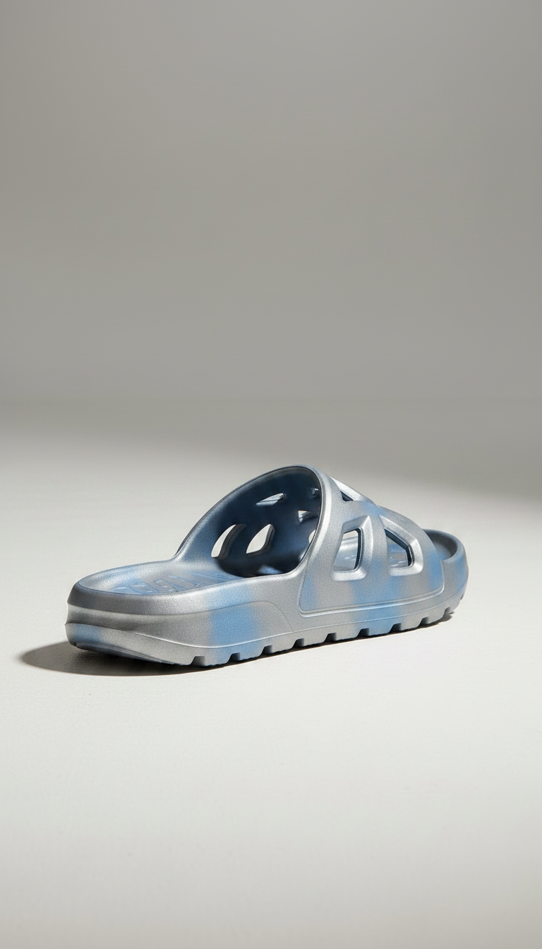 Durable Rubber Slide Sandal in Silver — view 2