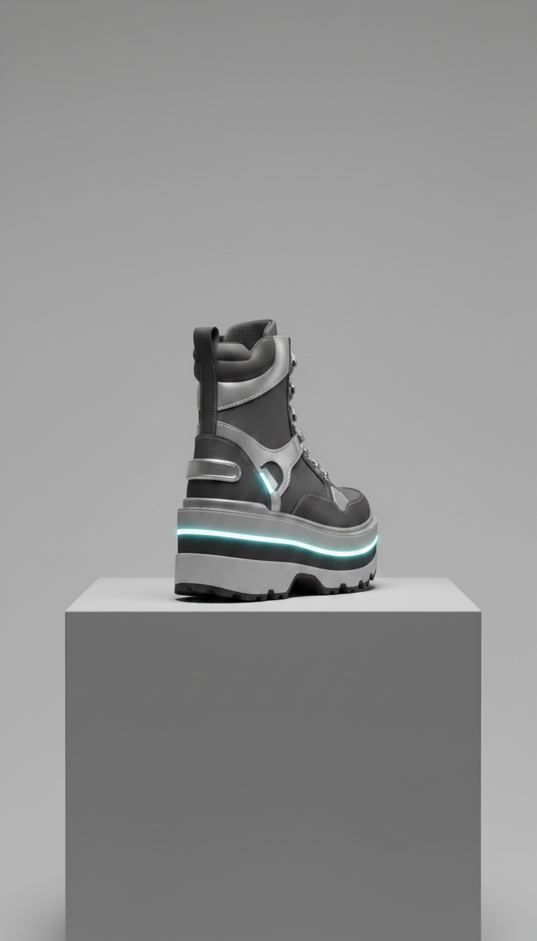 Celeste Float Platform Boot with Accents in Silver — view 2