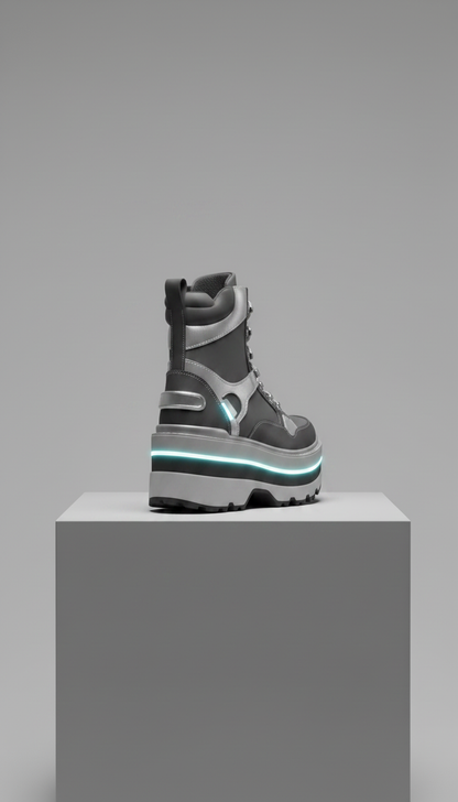 Celeste Float Platform Boot with Accents in Silver — view 2
