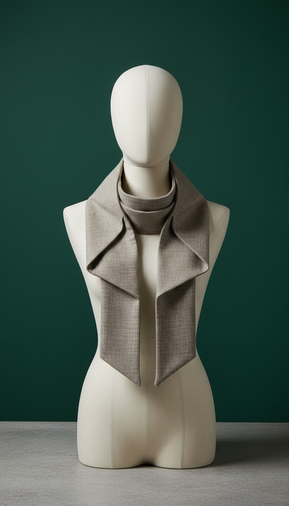 Linen Tailored Scarf in Stone — view 2