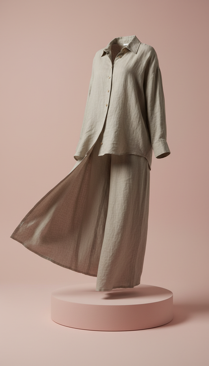 Two-piece Linen Set in Stone
