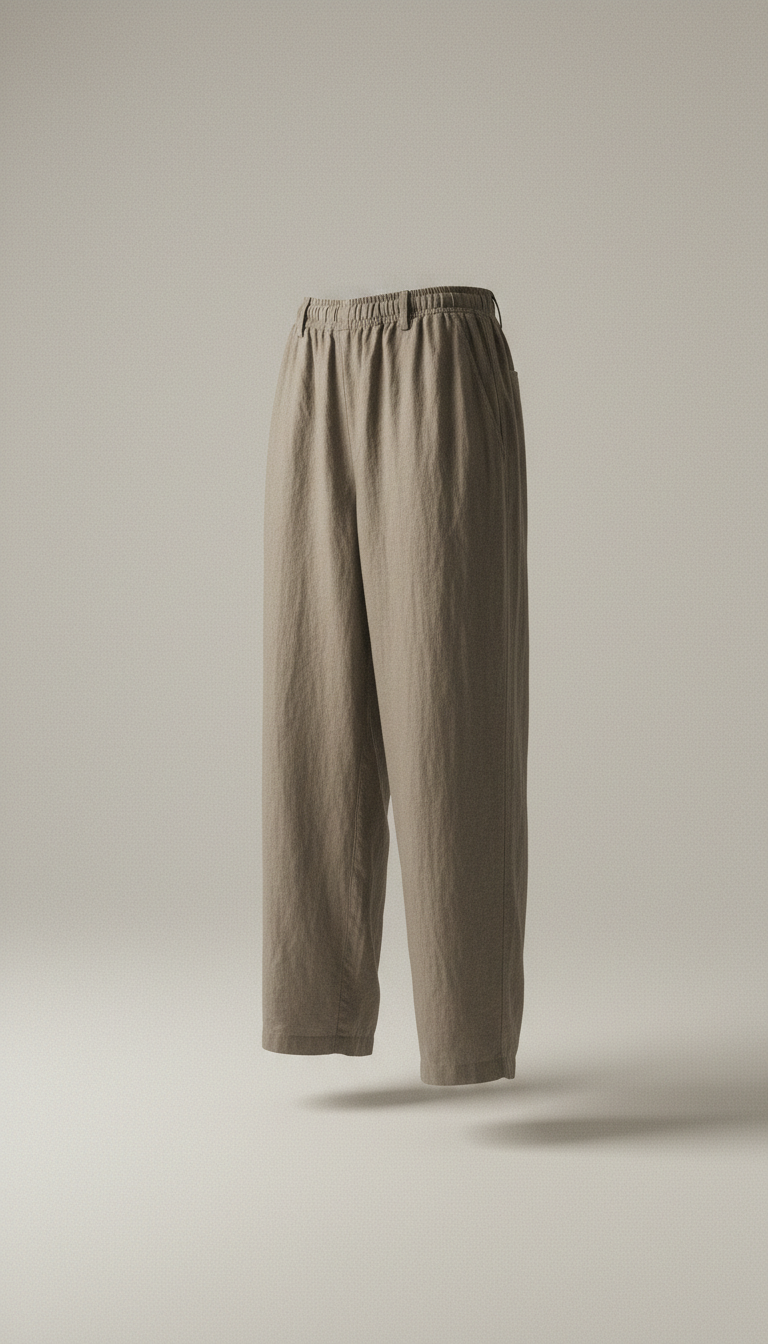 Relaxed Fit Linen Pants in Taupe