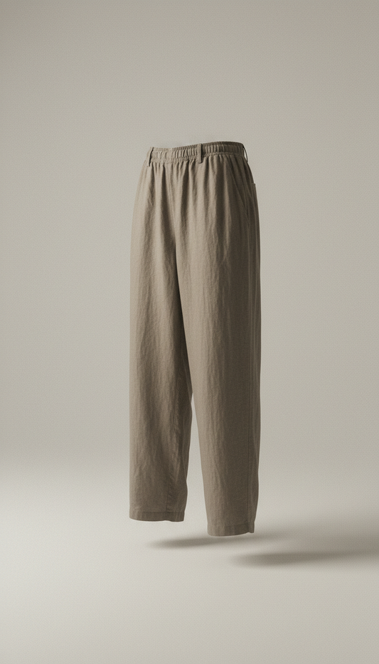 Relaxed Fit Linen Pants in Taupe