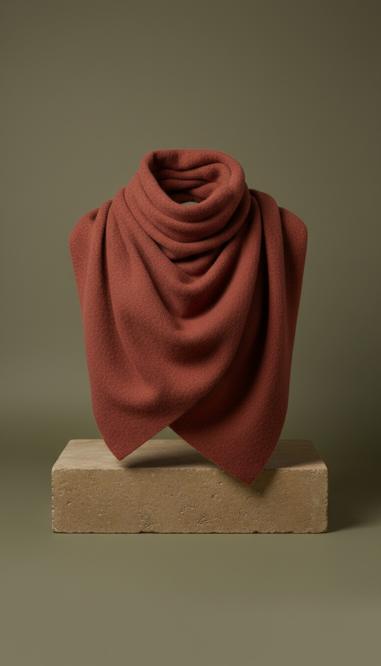 Wool Oversized Scarf in Clay Red