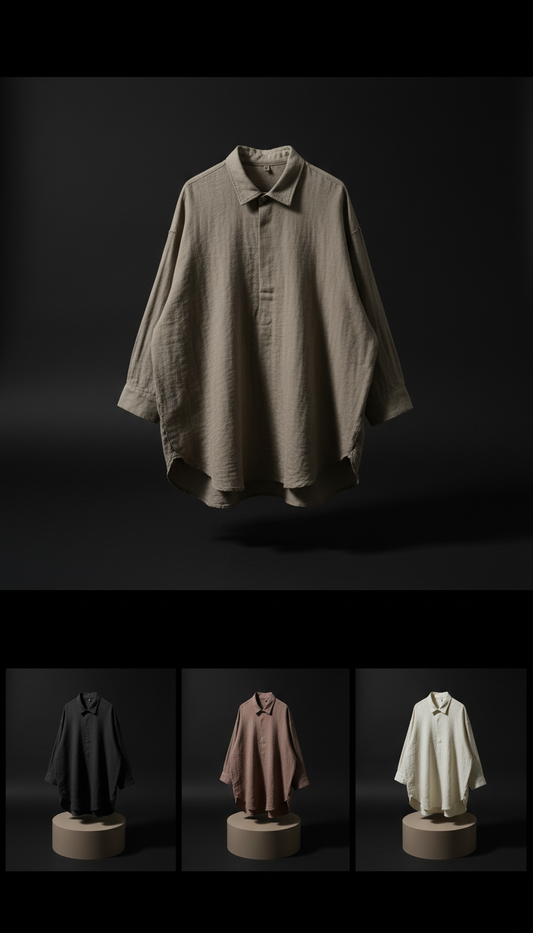 Oversized Shirt in Japanese Cotton in Charcoal