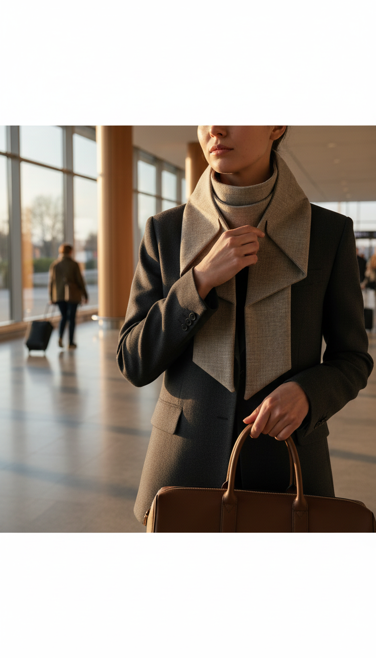 Linen Tailored Scarf in Stone — view 3