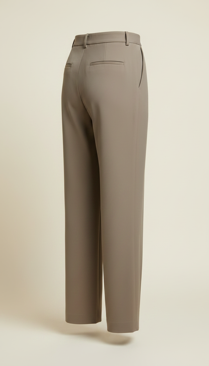 Modern High-waist Tailored Trousers in Taupe — view 2