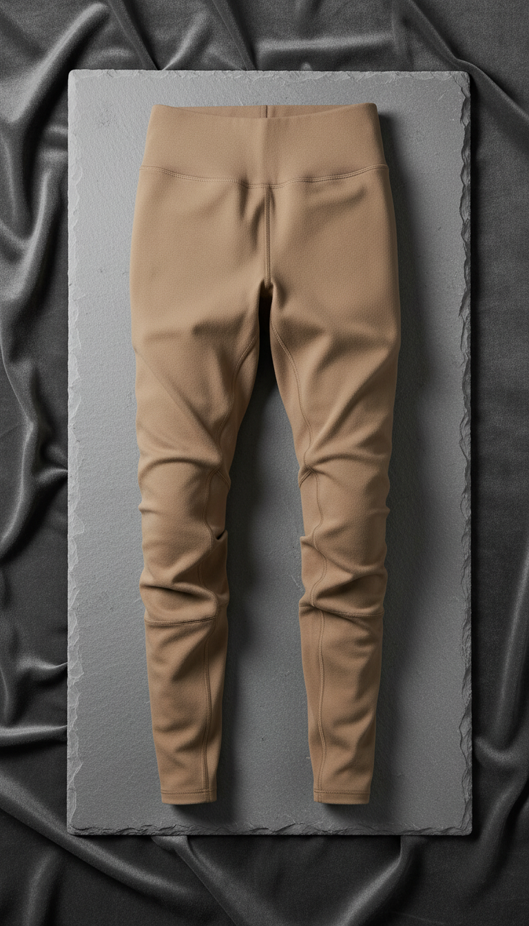 Warm Soft-touch Effect Leggings in Taupe — view 2
