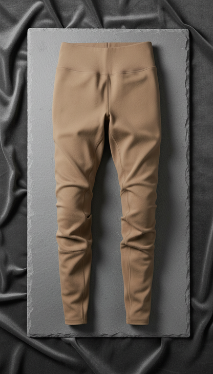 Warm Soft-touch Effect Leggings in Taupe — view 2