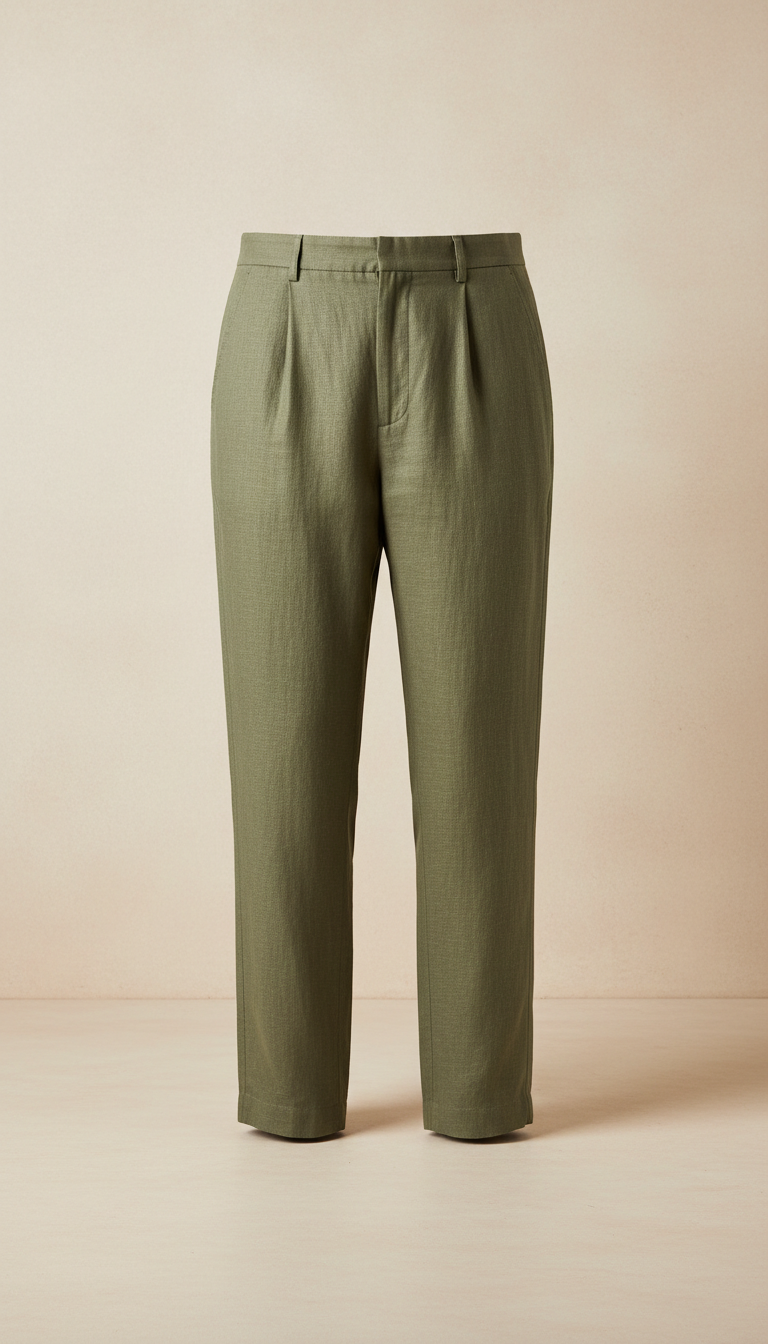Linen Pants in Olive Green