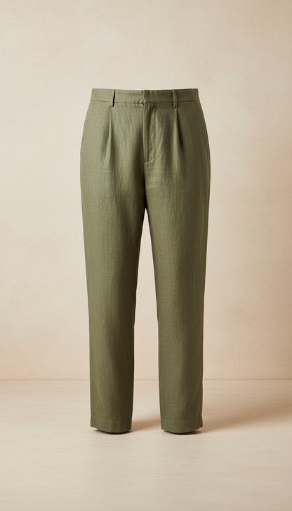 Linen Pants in Olive Green