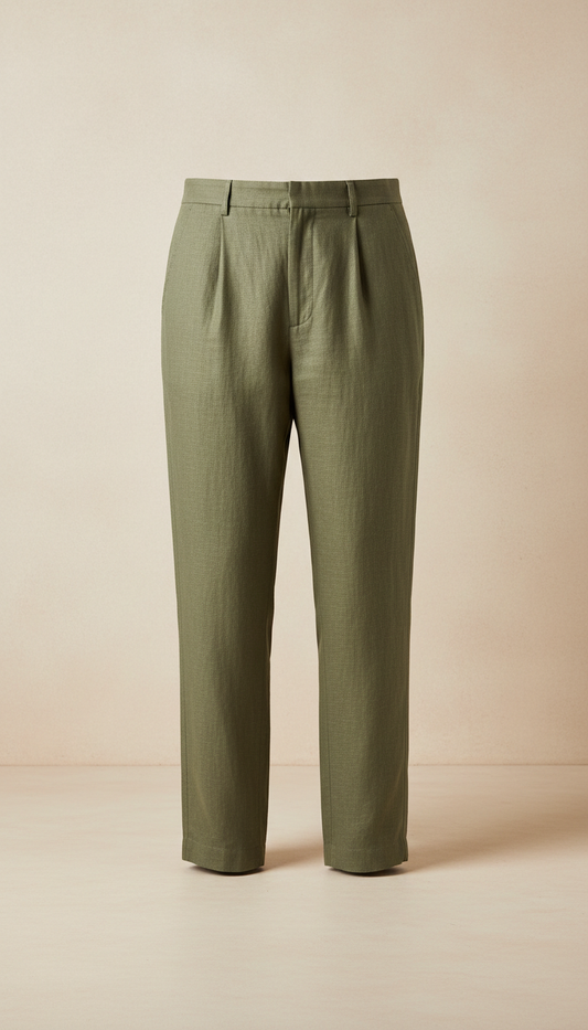 Linen Pants in Olive Green