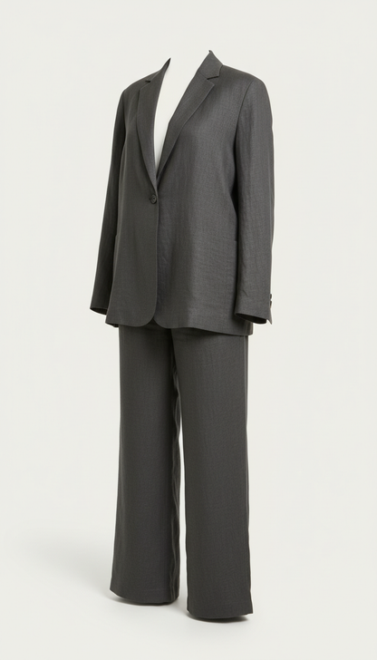Tailored Linen Pantsuit in Urban in Charcoal