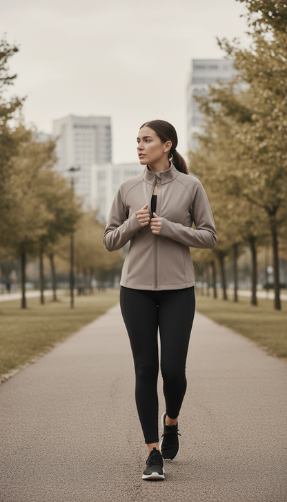 Lightweight Active Jacket Soft in Taupe — view 3