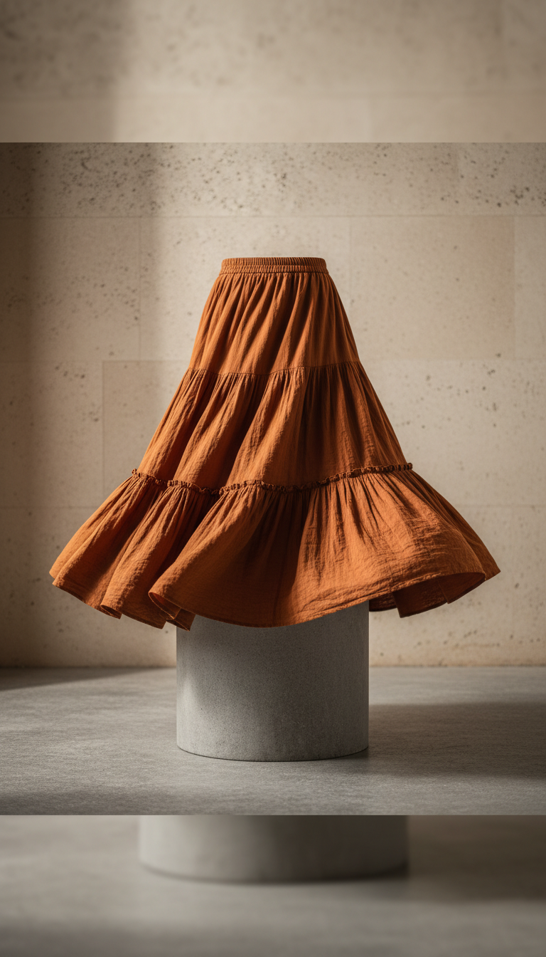 Bohemian Maxi Skirt in Rust Orange