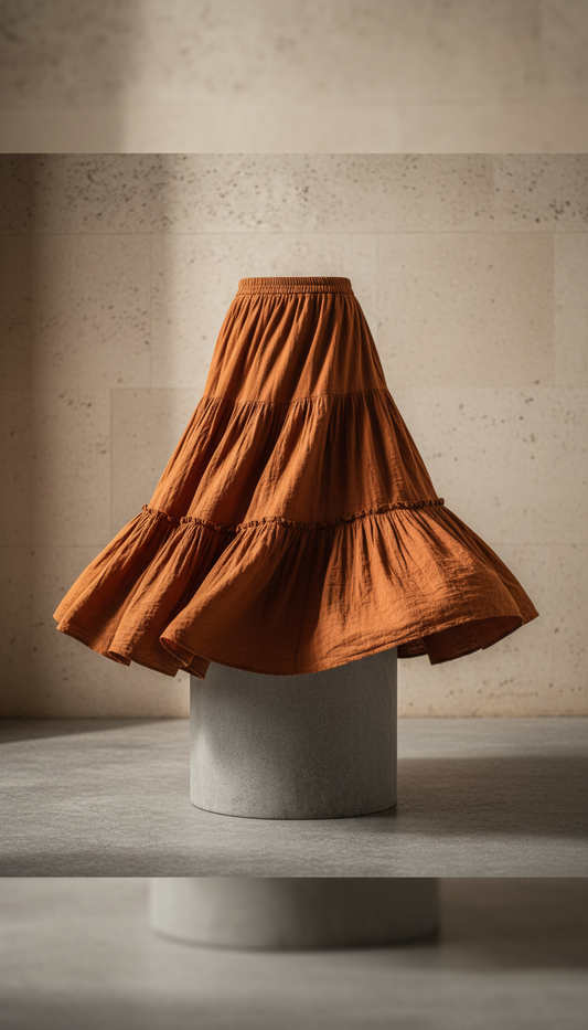 Bohemian Maxi Skirt in Rust Orange