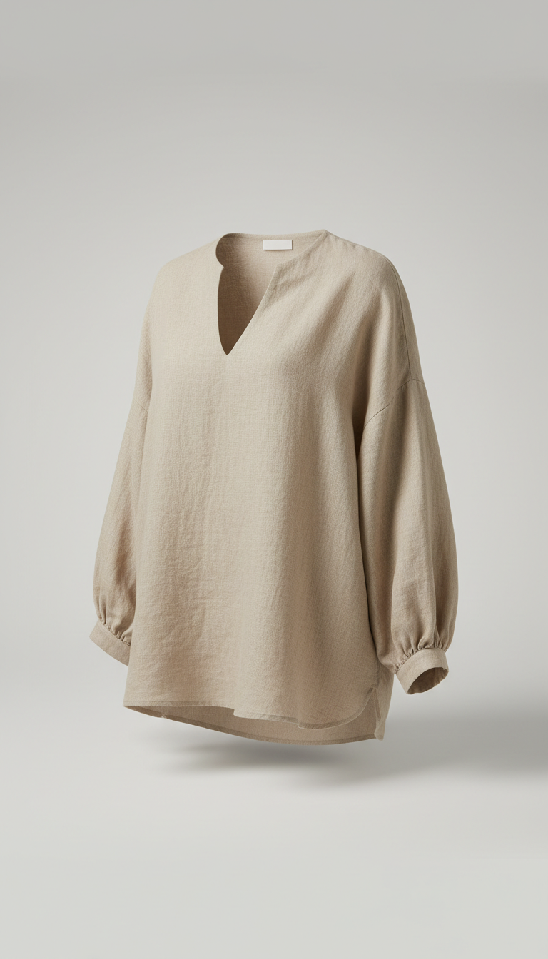 Linen Blouse in Beige