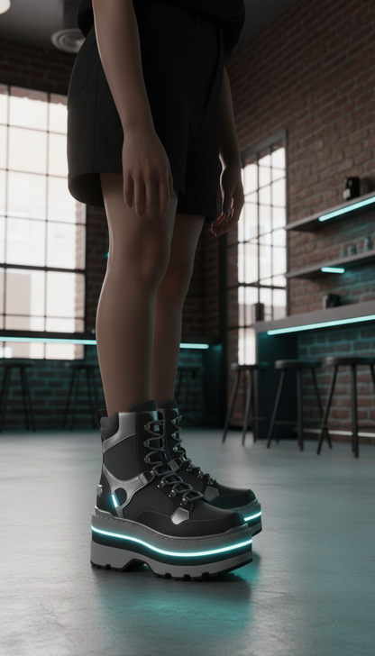 Celeste Float Platform Boot with Accents in Silver — view 3
