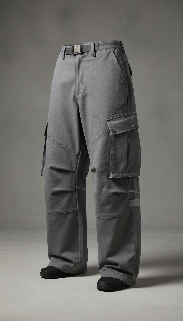 Oversized Cargo Pants in Grey