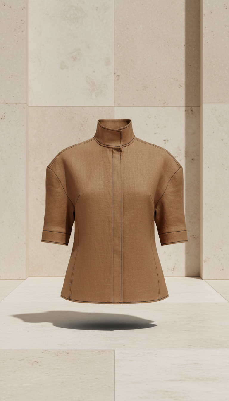 Structured Italian Linen Blouse in Gold