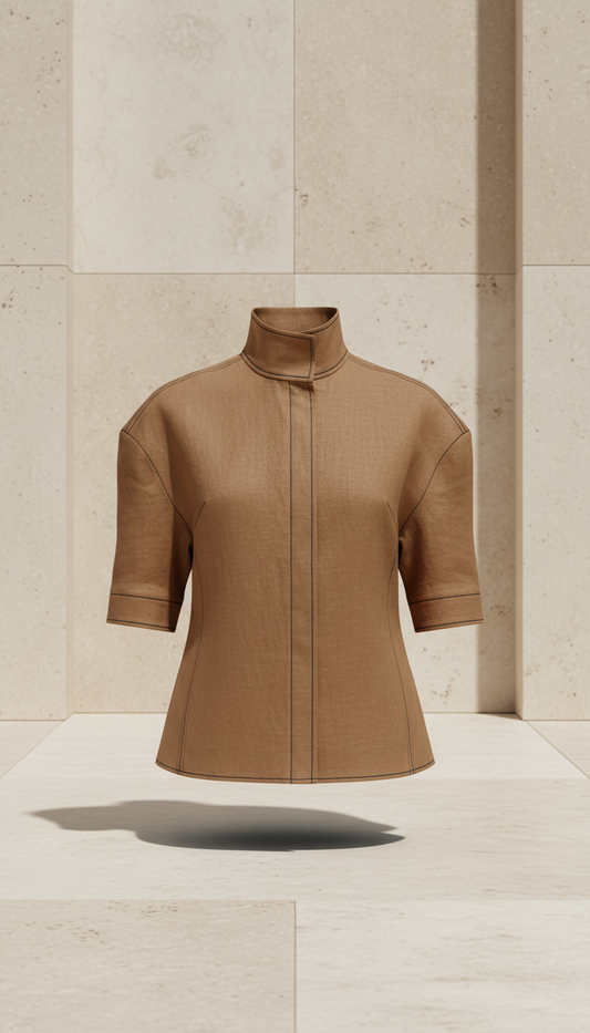 Structured Italian Linen Blouse in Gold