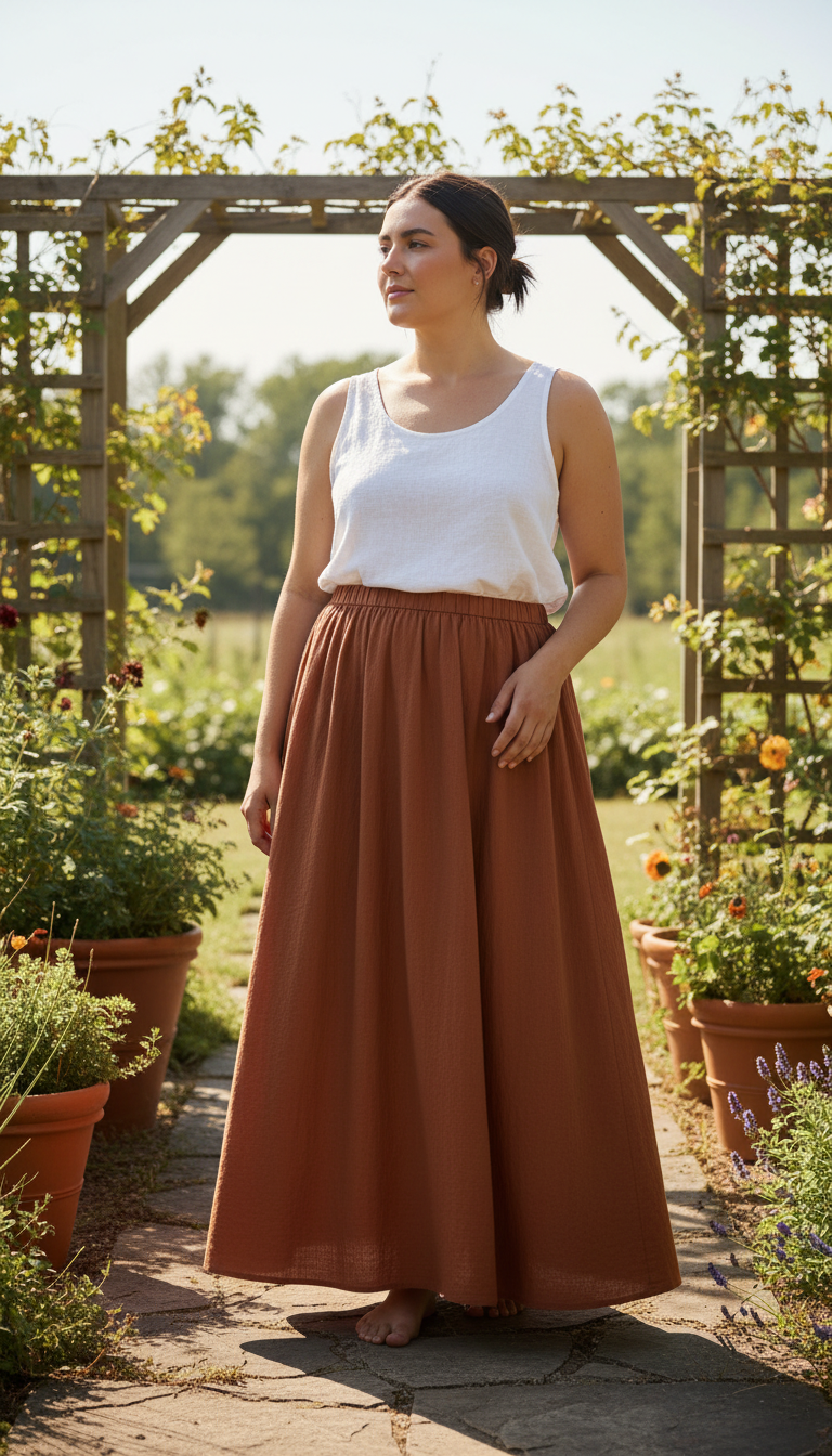 Maxi Skirt in Terracotta — view 3