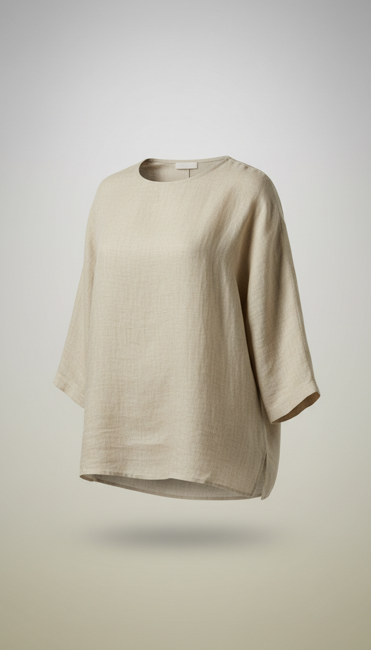 The Juniper Linen Blouse in Beige