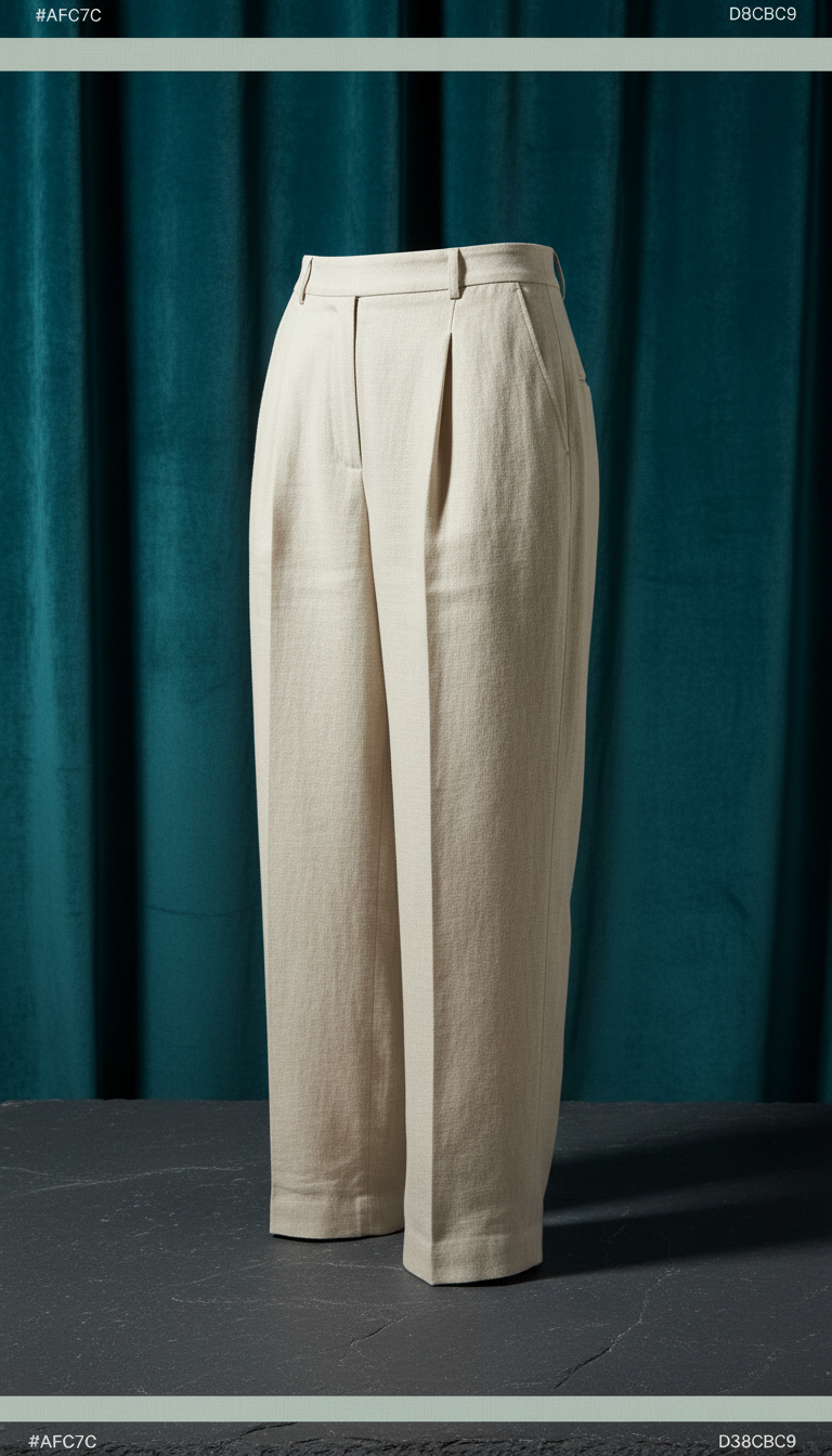Linen Tailored Pants in Oat — view 2