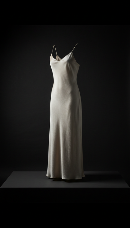 Minimalist Pale Silk Linen Slip Dress